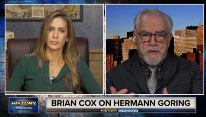 Bianca Nobilo on the left, and Brian Cox on the right discussing Hermann Goring.