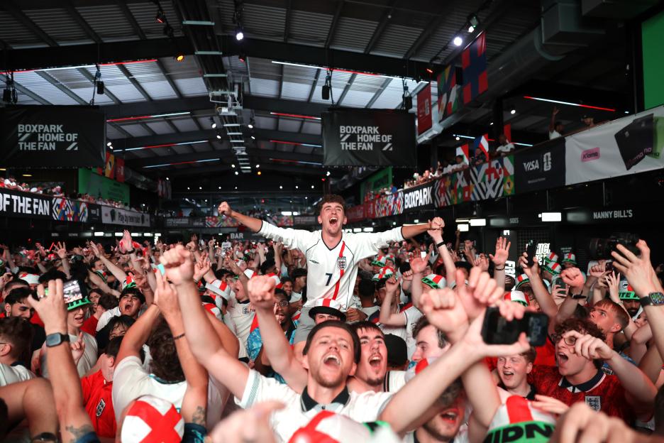 Fans watching England v Mexico