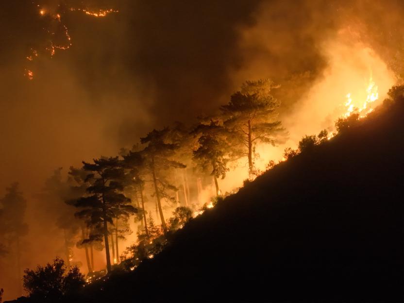 Firefighting efforts continue against forest fire in Antalya