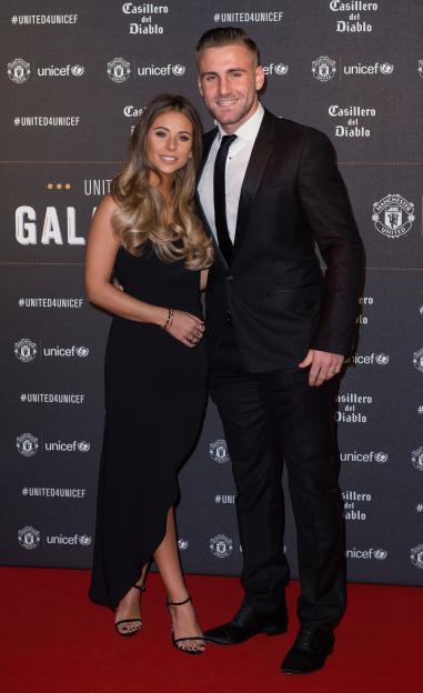 Luke Shaw and Anouska Santos on a red carpet.