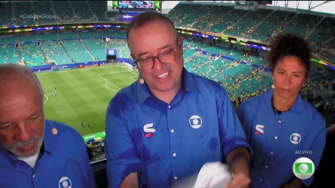 Brazilian TV Host's Wardrobe Malfunction Leaves Him Sweaty and Exposed During World Cup Heat