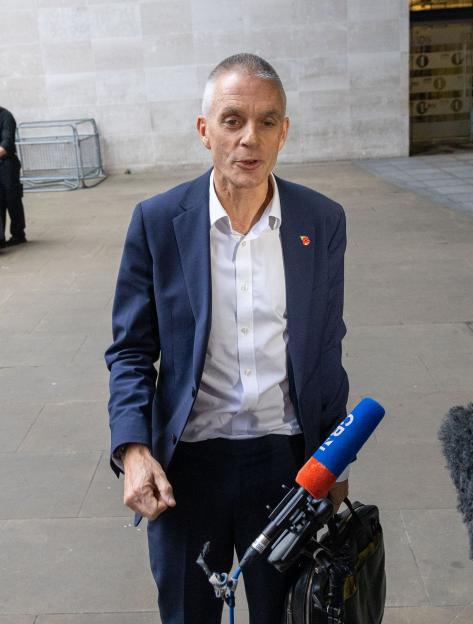 BBC Director General Tim Davie making a statement to the press.