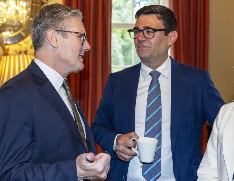 British Prime Minister Sir Keir Starmer talking with Mayor of Greater Manchester Andy Burnham.