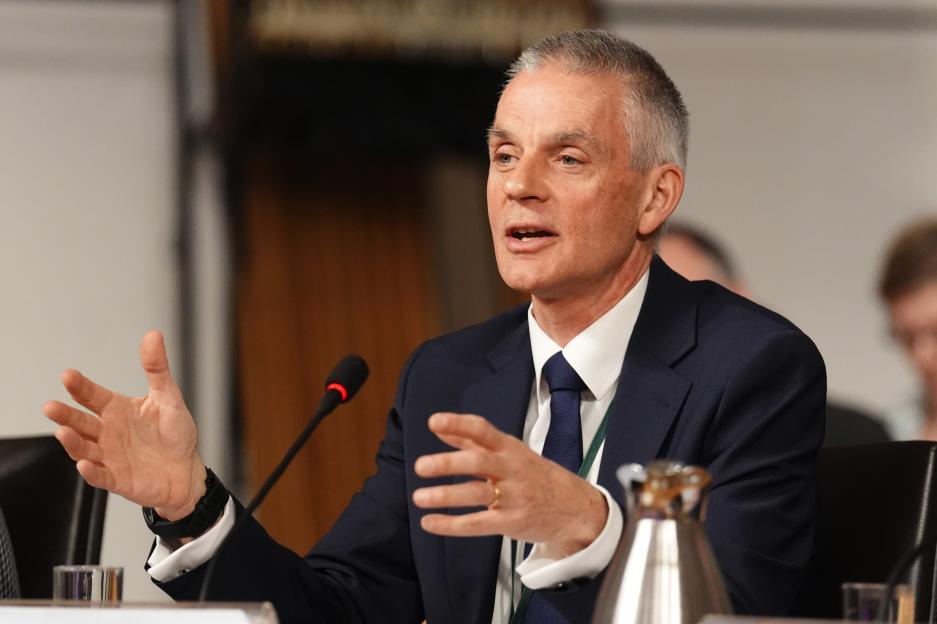 BBC Director-General Tim Davie answering questions at the Scottish Parliament.
