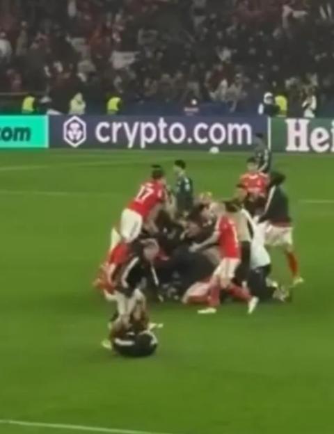 'Benfica Coach's Slip-Up Leaves Player in Pain During Chaotic Celebration!'