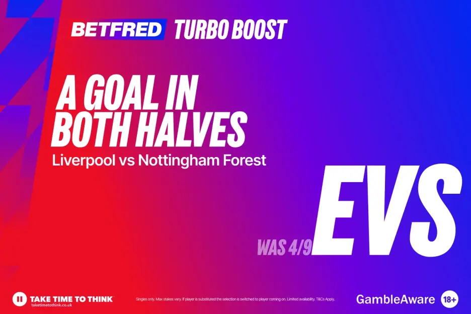 Liverpool vs Nottingham Forest: Score in Both Halves at Even Odds + £50 in Free Bets with Betfred!