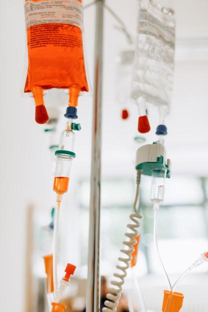Chemotherapy/infusoin system in the hospital.