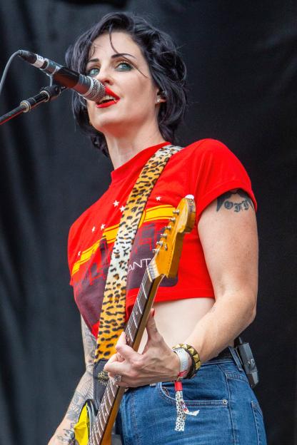 Brody Dalle of The Distillers performing at Shaky Knees Music Festival.