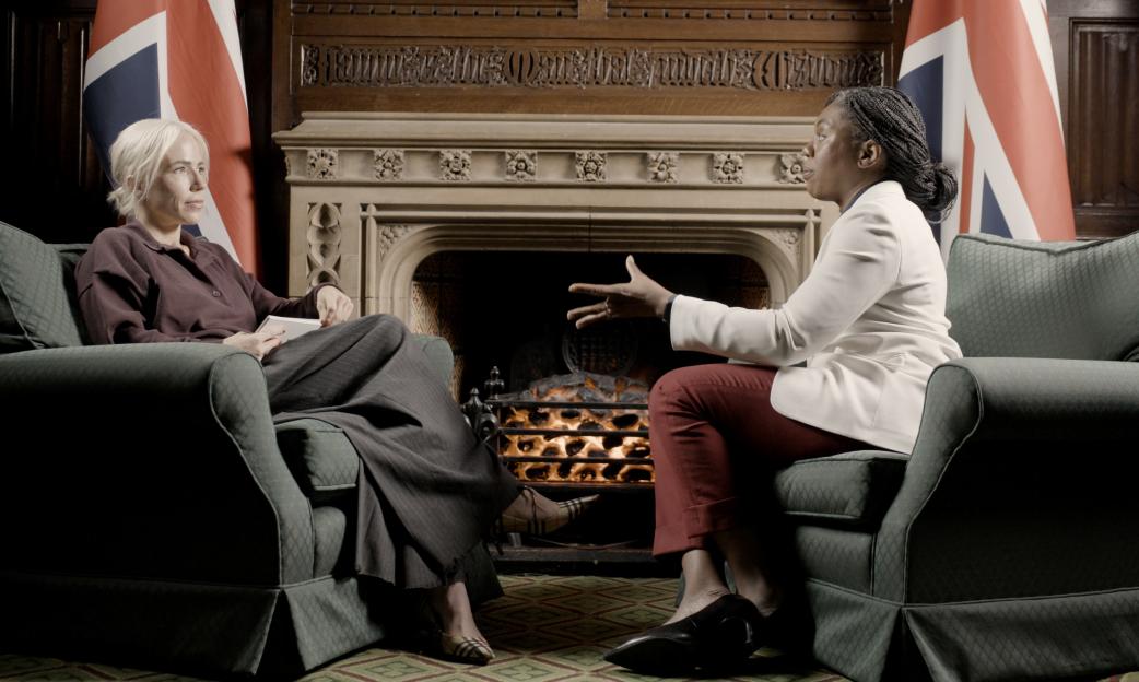 Kemi Badenoch, leader of the opposition, and Clemmie Moody during an interview.