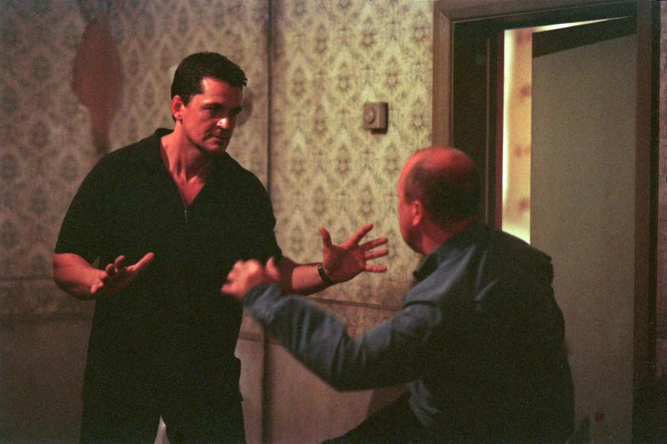 Actors Steve McFadden as Phil and Craig Fairbrass as Dan fighting.