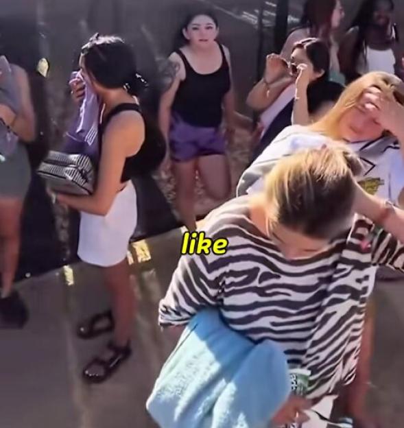 People in a crowd at a concert or festival.