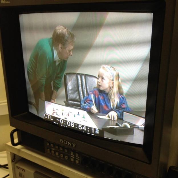 Andrew Wood (Bullseye creator) and Laura Wood on a Sony monitor.