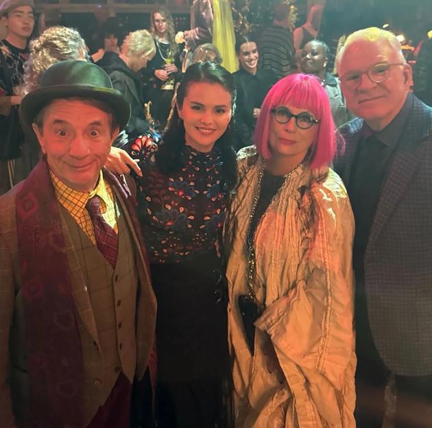 Martin Short, Selena Gomez, Jennifer Saunders, and Steve Martin pose for a picture.