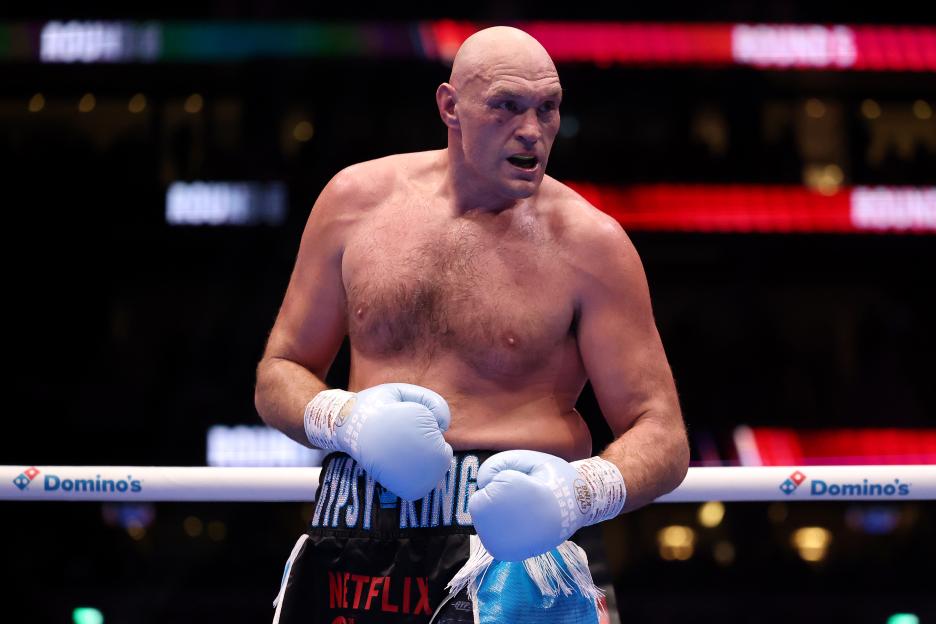 Tyson Fury in the boxing ring during a fight.