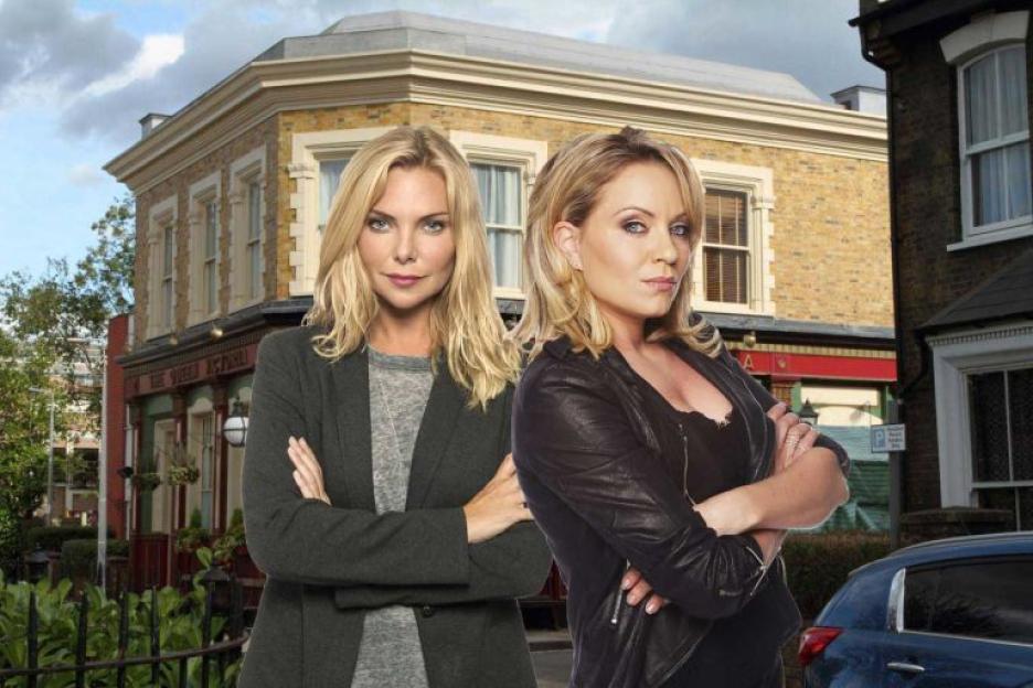 Ronnie and Roxy Mitchell in a convertible car.
