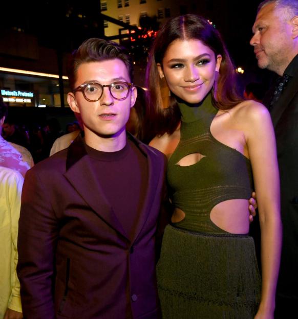 Tom Holland and Zendaya pose at the after party for the premiere of Sony Pictures' "Spider-Man: Far From Home."