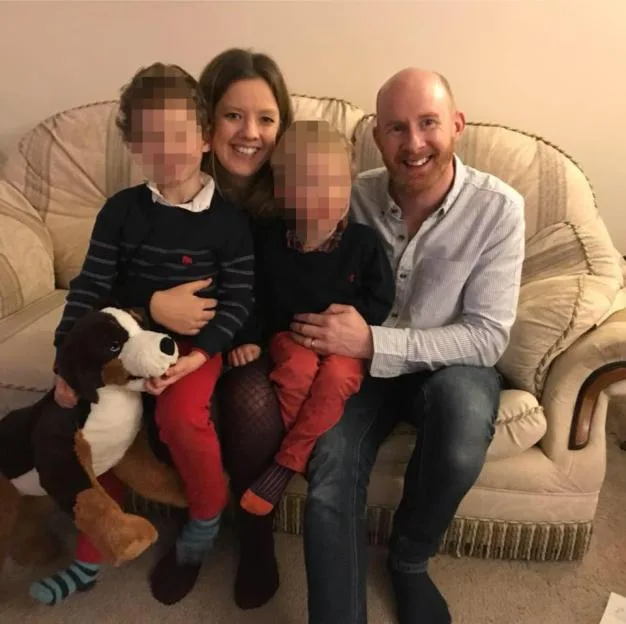 Hannah Terry (nee Cain) with her husband and two children.
