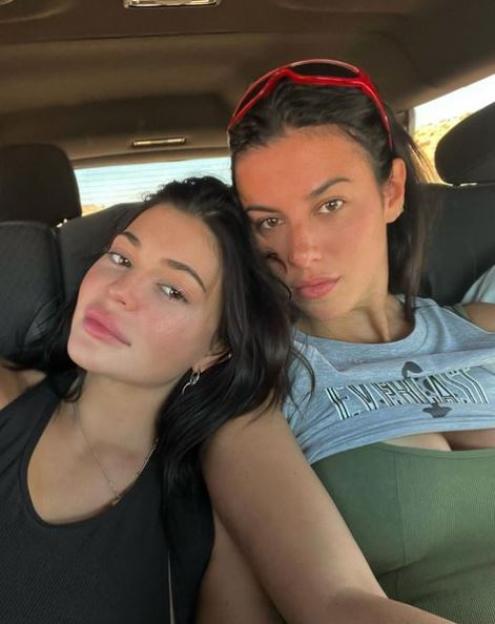 Kylie Jenner and Victoria Villarroel in a car.