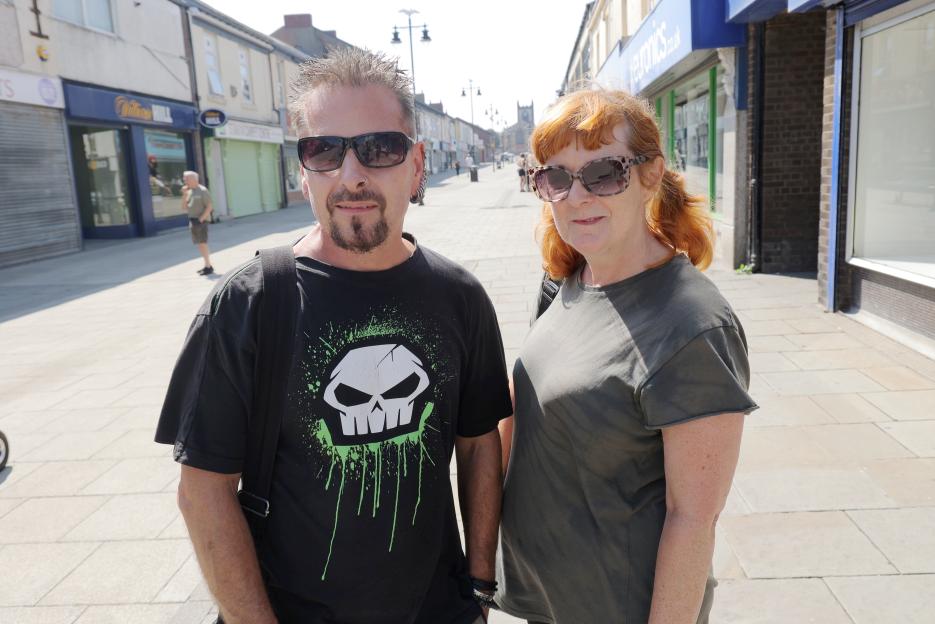 Paul and Lisa Jacks standing on a street in Seaham, County Durham.