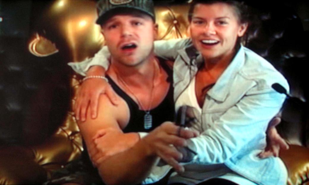 Richard Newman and Imogen Thomas react in the diary room to being told they are up for eviction and moving into the 'house next door'.