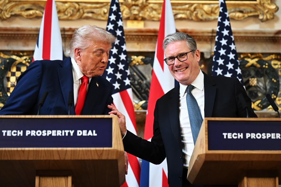 Donald Trump and UK Prime Minister Keir Starmer at a press conference.