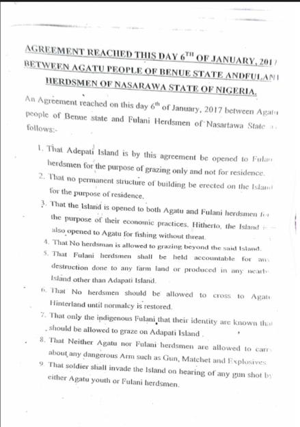Benue Herders Conflict: Shocking Documents Reveal Secret Cession of Agatu Land to ‘Indigenous’ Fulani Herdsmen