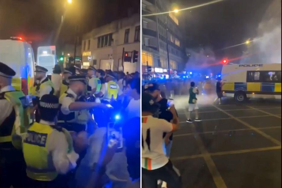'Riot Police Clash with Fans in Central London as Paris Celebrates Peacefully After France's Victory Over Morocco'