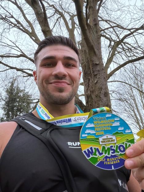 Tommy Fury running in the Waters Wilmslow Running Festival Half Marathon.