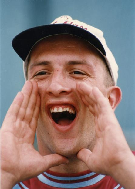 West Ham fan Steve Davies yelling.