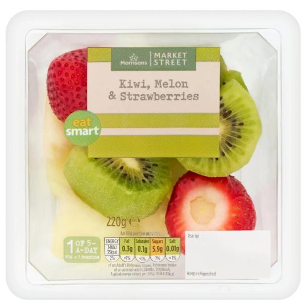 Morrisons Market Street "Kiwi, Melon & Strawberries" fruit pot, 220g.