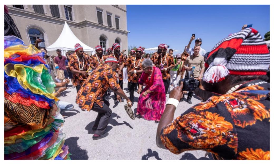 Okonjo-Iweala Joins Igbo Masquerades in a Vibrant Dance at WTO Open Day in Switzerland [VIDEO]