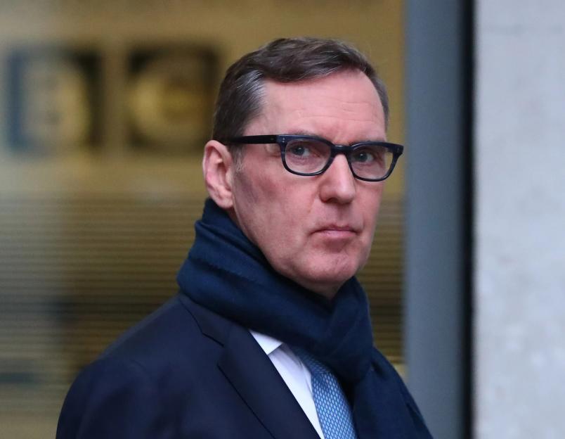 Alan Milburn, former chair of the UK's social mobility commission, leaving BBC Broadcasting House.