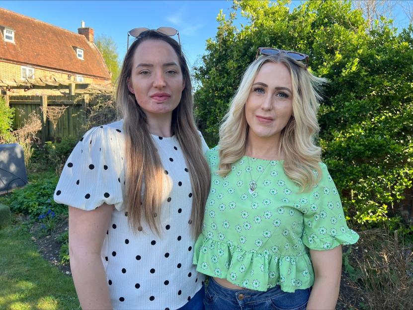 Ashleigh Charlesworth (left) and April Charlesworth (right) after injuries.