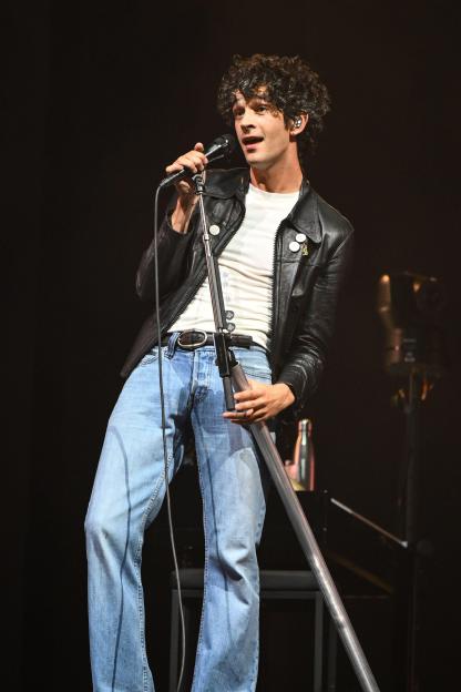 Matty Healy of The 1975 performing at Glastonbury Festival.