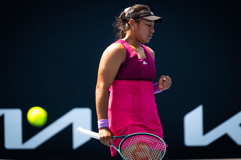 Destanee Aiava of Australia holding a tennis racket.