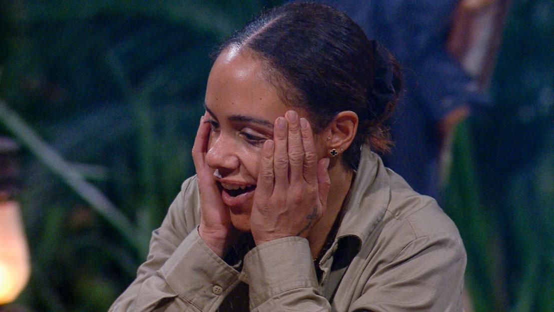 Alex Scott looking shocked on "I'm a Celebrity... Get Me Out of Here!"