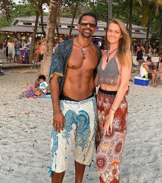 David Haye and girlfriend Sian Osborne on a beach.