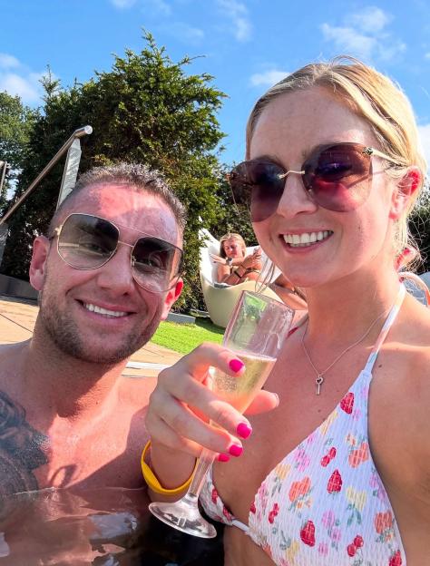 A couple, Sam and Abigail Garside, celebrating their one-year wedding anniversary at the luxury Rudding Park Hotel.