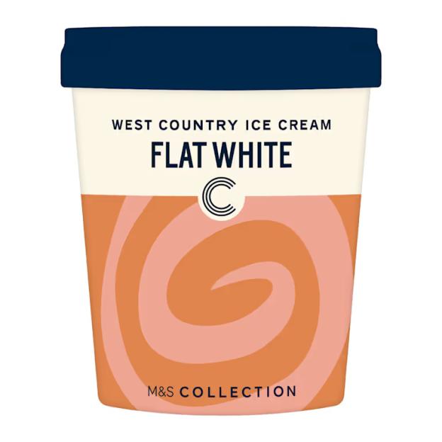 M&S Collection West Country Flat White Ice Cream tub.