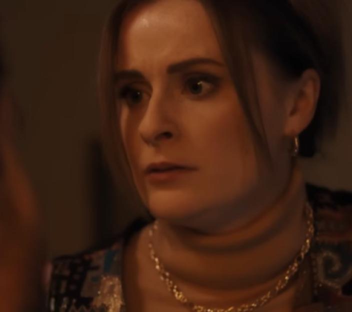 Coronation Street's Bernie Winter with a shocked expression.