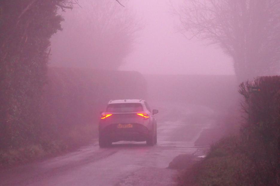 Seasonal weather, pink fog, Dunsden, Oxfordshire, UK - 17 Dec 2025