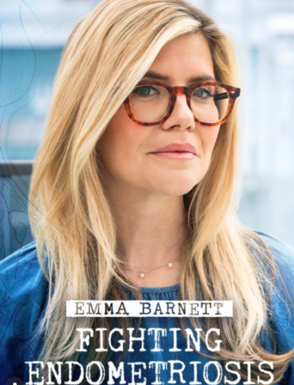 Emma Barnett, wearing glasses, in an article about fighting endometriosis.