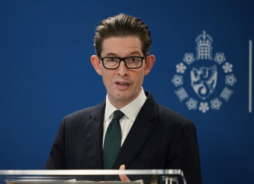 Ken McCallum, Director General of MI5, delivers a speech.