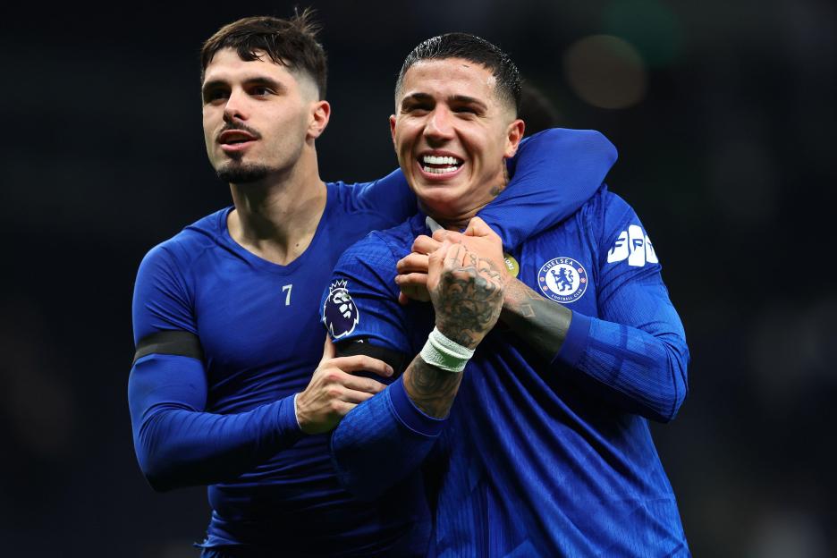 London, UK. 1st Nov, 2025. Pedro Neto of Chelsea and Enzo Fernandez of Chelsea celebrate after the Tottenham Hotspur vs Chelsea Premier League match at the Tottenham Hotspur Stadium, London. Picture credit should read: Paul Terry/Sportimage Credit: S