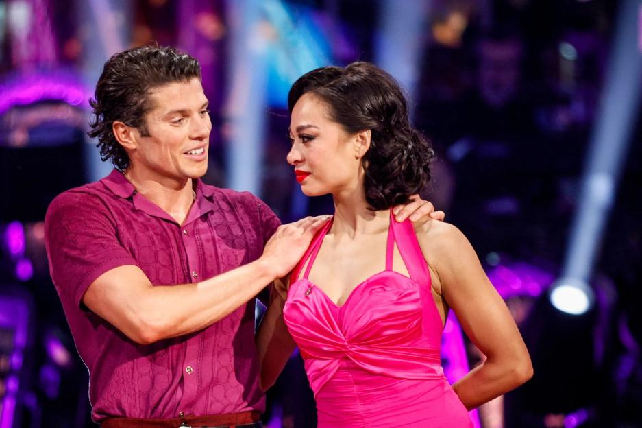 Lewis Cope and Katya Jones after being eliminated from Strictly Come Dancing.