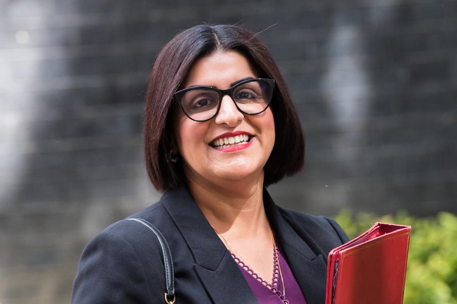 Shabana Mahmood, Secretary of State for the Home Department, smiling as she leaves 10 Downing Street.