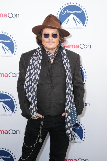 Johnny Depp at the CinemaCon 2026 Paramount Pictures presentation.