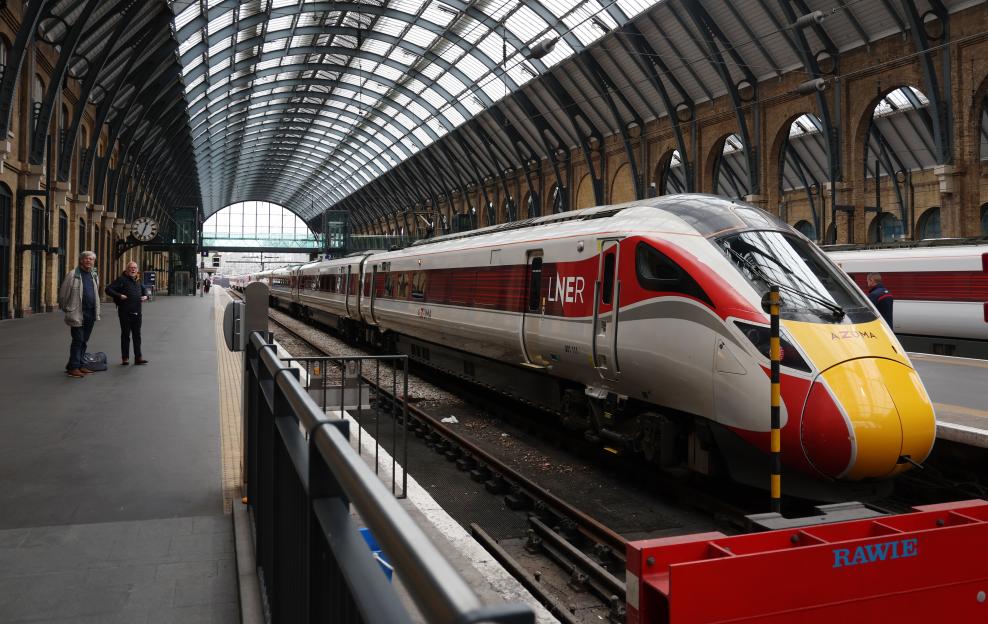 LNER train at King's Cross station in London.