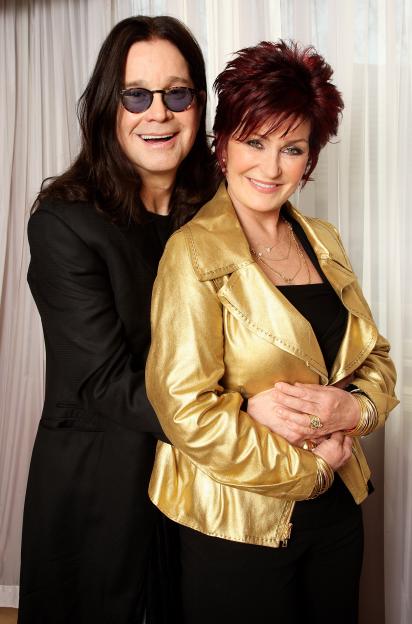 Sharon and Ozzy Osbourne posing for a portrait.