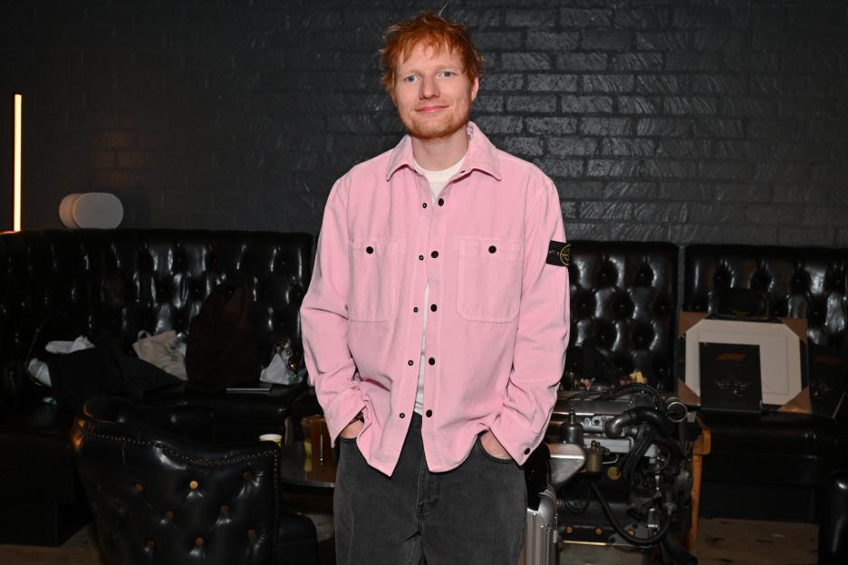 Ed Sheeran posing at the Deadline Spotlight: Anatomy of a Song event.